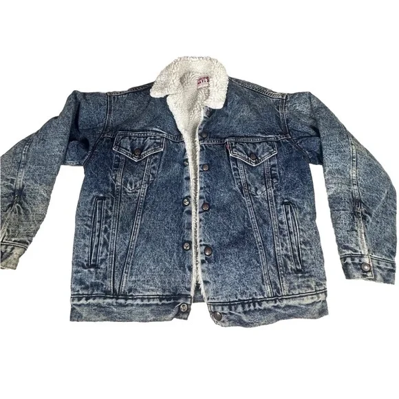 Levi Sherpa Jean Jacket San Francisco MediumUSA Made 80's Trucker Vintage Levi's - Picture 3 of 12